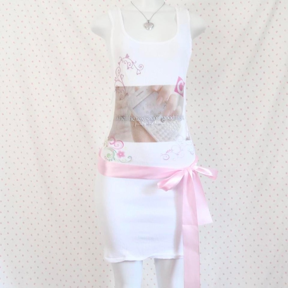 y2k graphic mini dress ribbed tank dress mcbling pop princess saint pink